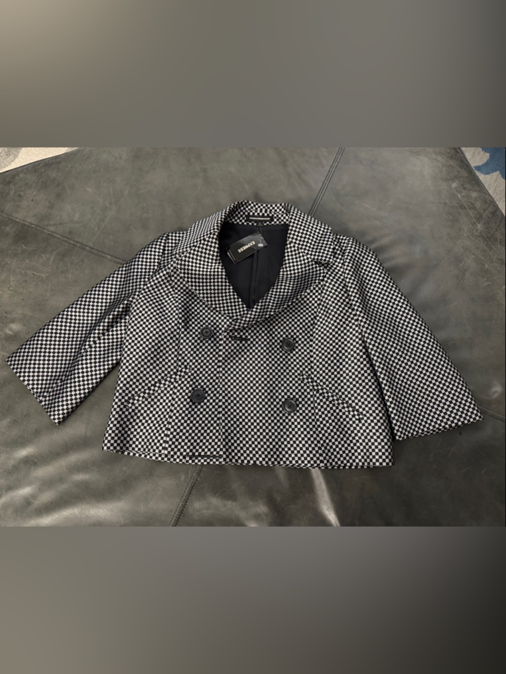 Express Black & White Checked Double-Breasted Women’s Jacket